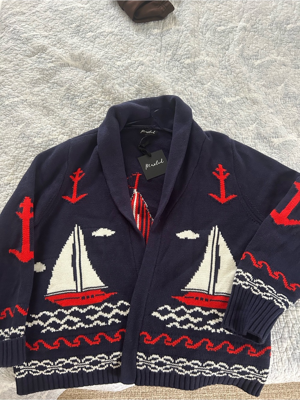 Marled the Great Sailboat Cardigan - Navy size medium - Picture 4 of 6